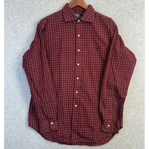 Polo Ralph Lauren Stanton Classic Fit Shirt Sz L Red Green Check Plaid L/S
